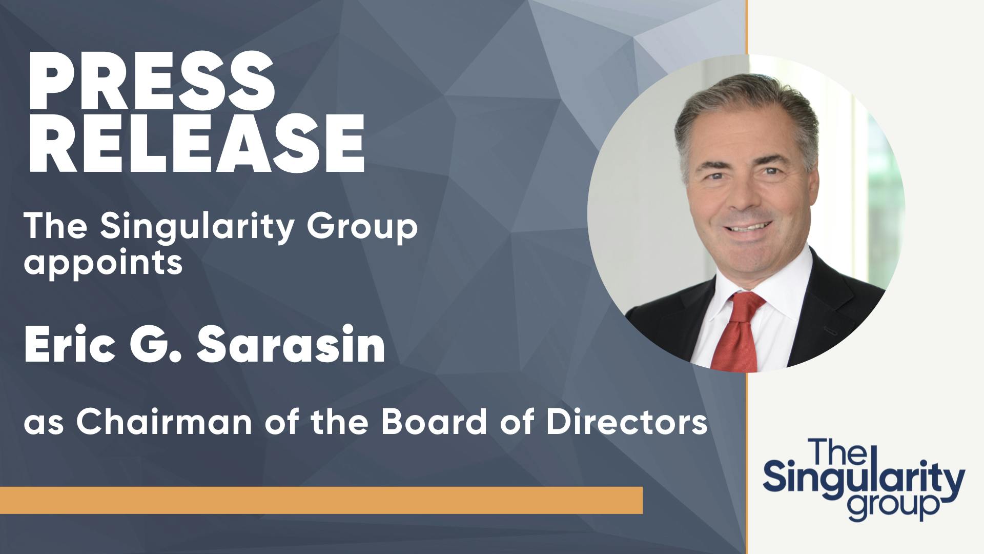 Communique de presse: Eric G. Sarasin, president du Conseil d'administration